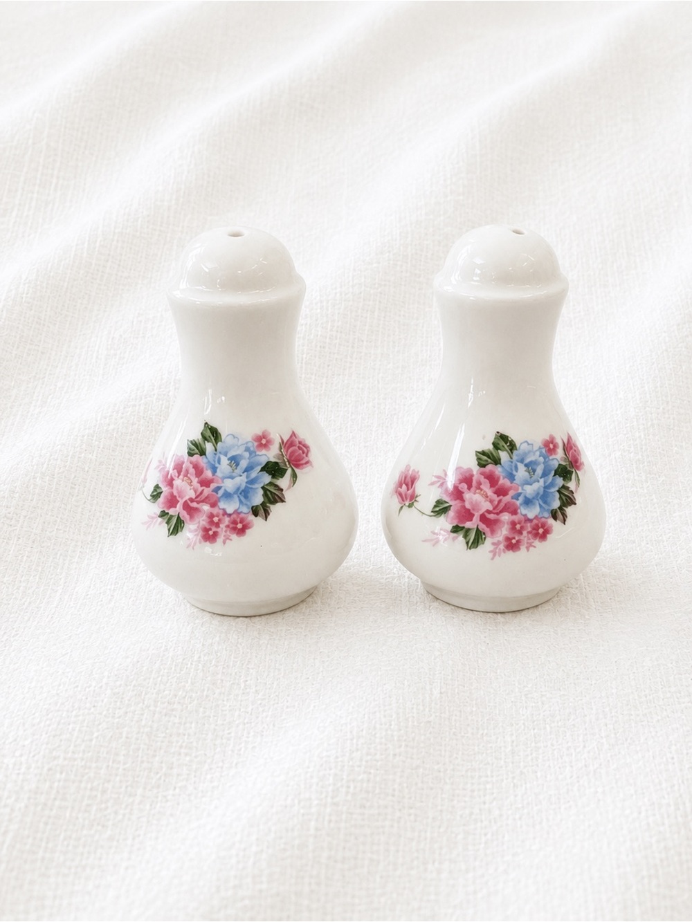 White Floral Porcelain Salt and Pepper Shaker Set
